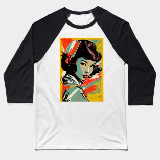 Vintage asian woman in pop-art style Baseball T-Shirt